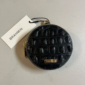 Brahmin Black Croc-Embossed Coin Purse